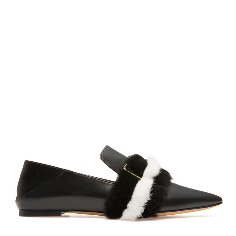 Bally Womens Pointed Flat Pump in Black