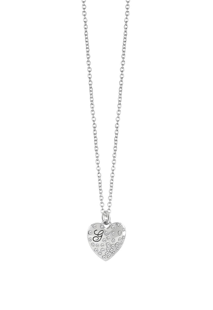 Guess ID Ladies Silver Heart Necklace