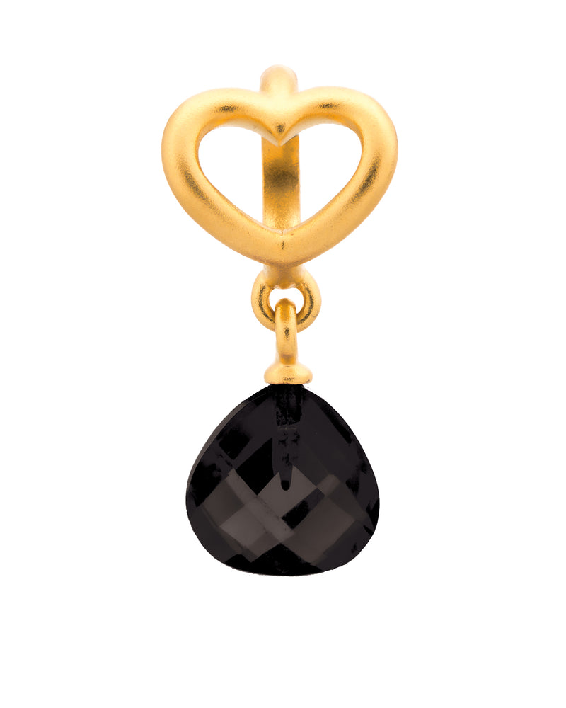 Endless Jewellery Black Heart Grip Drop Gold Charm