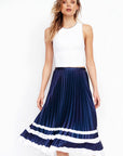 Lorna Jane Luxe Yasmin Pleated Skirt in Ink/White