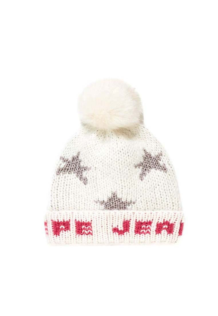 Pepe Jeans Girls Star Design Bobble Hat in White