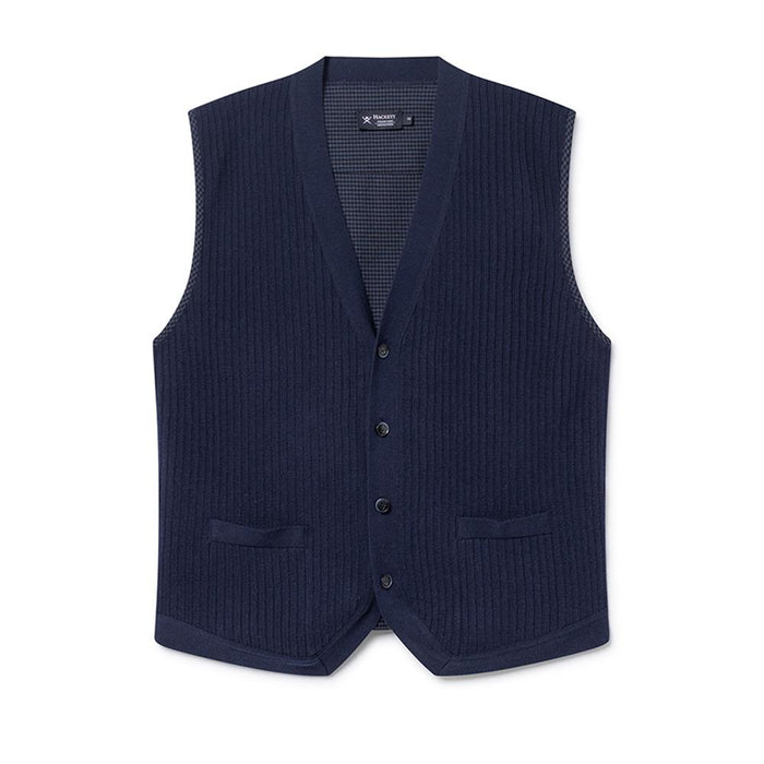 Men's Hackett, Knitted Fabric Gilet in Blue