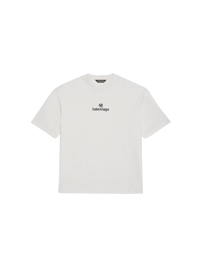 Balenciaga Mens Medium FIT T-Shirt in Chalky White/Black