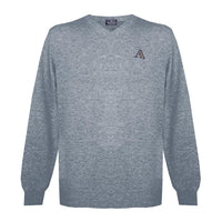 Aquascutum Mens Long Sleeved/V-Neck Knitwear Jumper with Logo in Light Grey