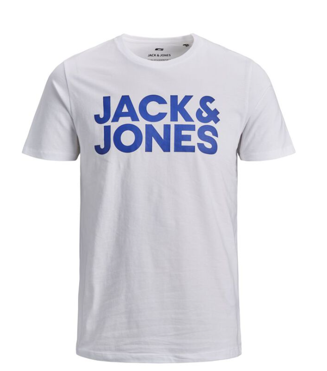 Mens Jack Jones Ecorp Short Sleeve Logo Tee in White