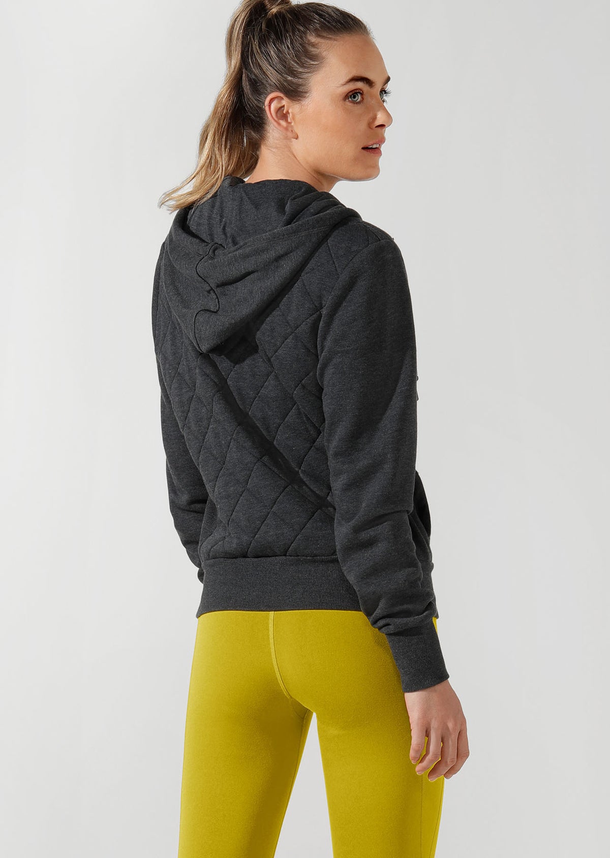 Lorna Jane Quilted Street Hoodie in Char Marl