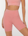 Lorna Jane Snow Wash Bike Short in Washed Quartz Pink