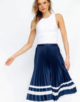 Lorna Jane Luxe Yasmin Pleated Skirt in Ink/White