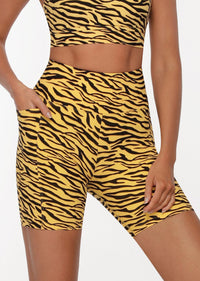 Lorna Jane Amy Phone Pocket Bike Short in High Voltage Zebra Print