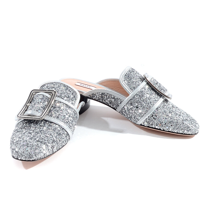 Bally Womens Slip on Sparkle Smart Shoes in Silver