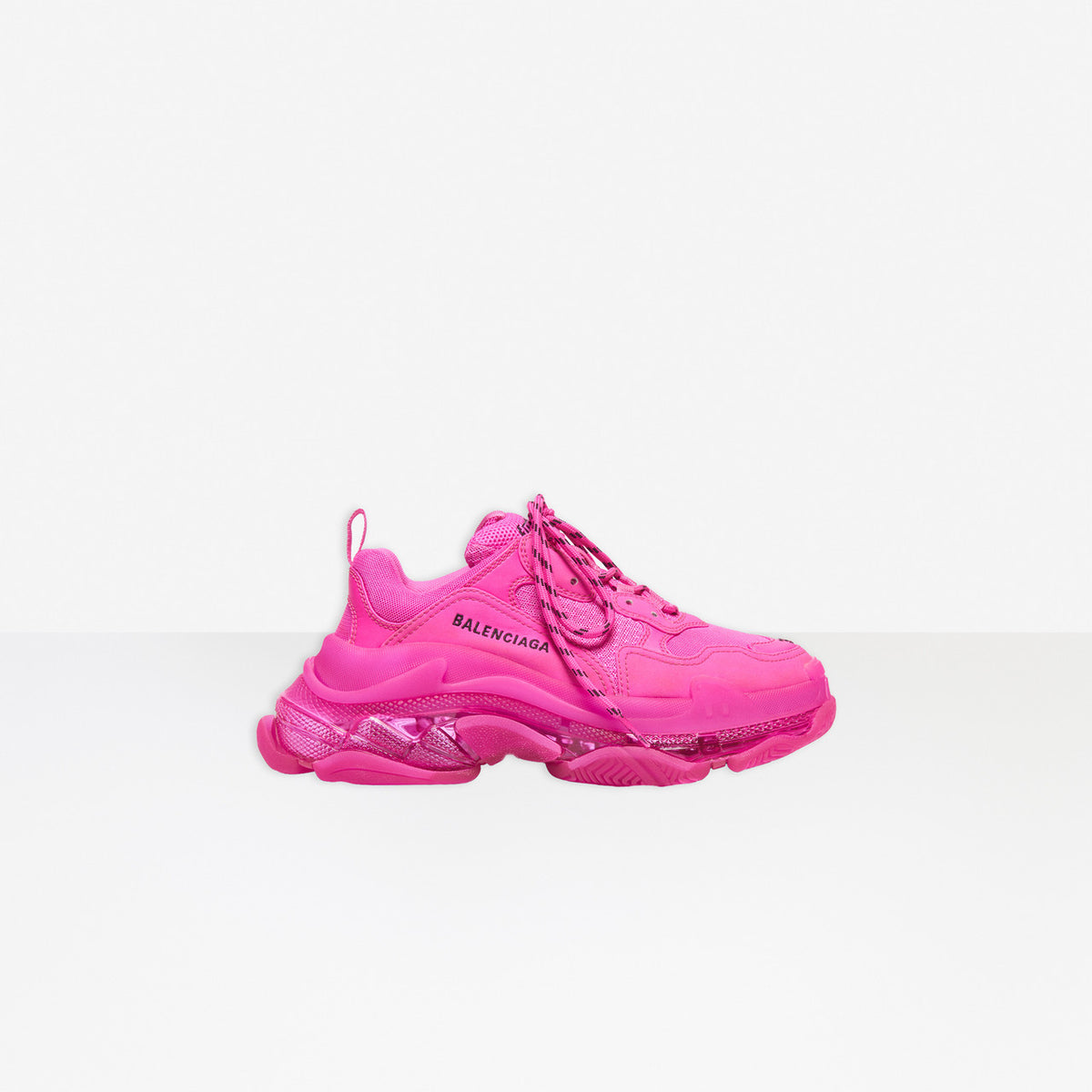 Balenciaga Womens Triple S Clear Sole Fluo Mono in PINK