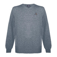 Aquascutum Mens Long Sleeved/V-Neck Knitwear Jumper with Logo in Grey