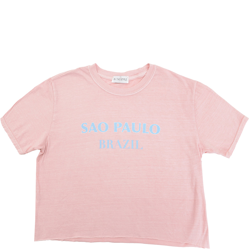 Womens In The Style Cropped T-Shirt in Pink