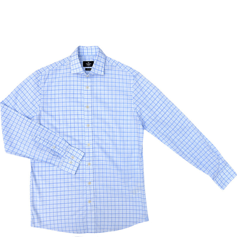 Mens Men's Hackett, Palma Lux Gingham Long Sleeve Shirt in Blue & White