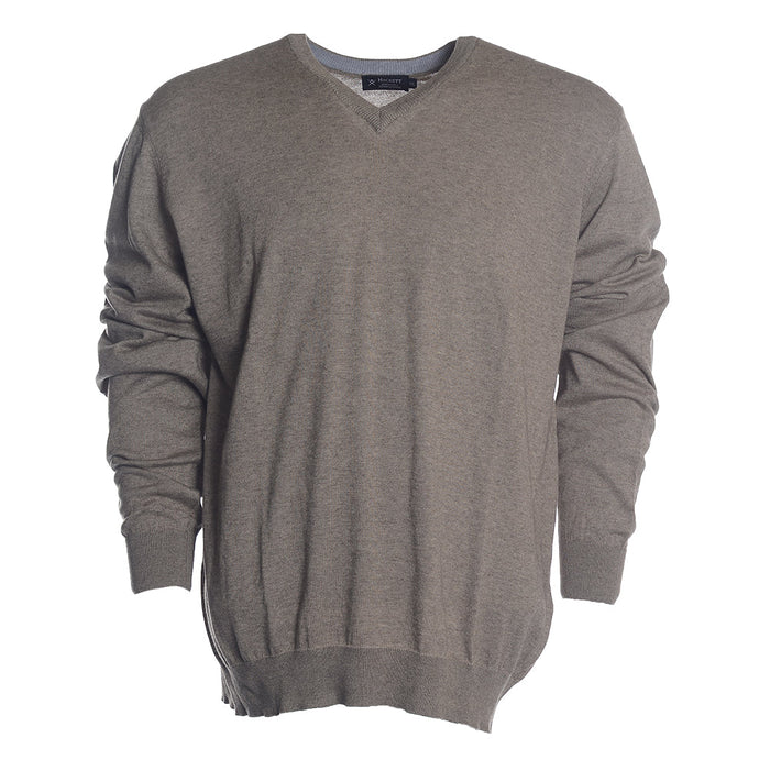 Men's Hackett, Cotton & Cashmere V Neck Sweater in Light Brown