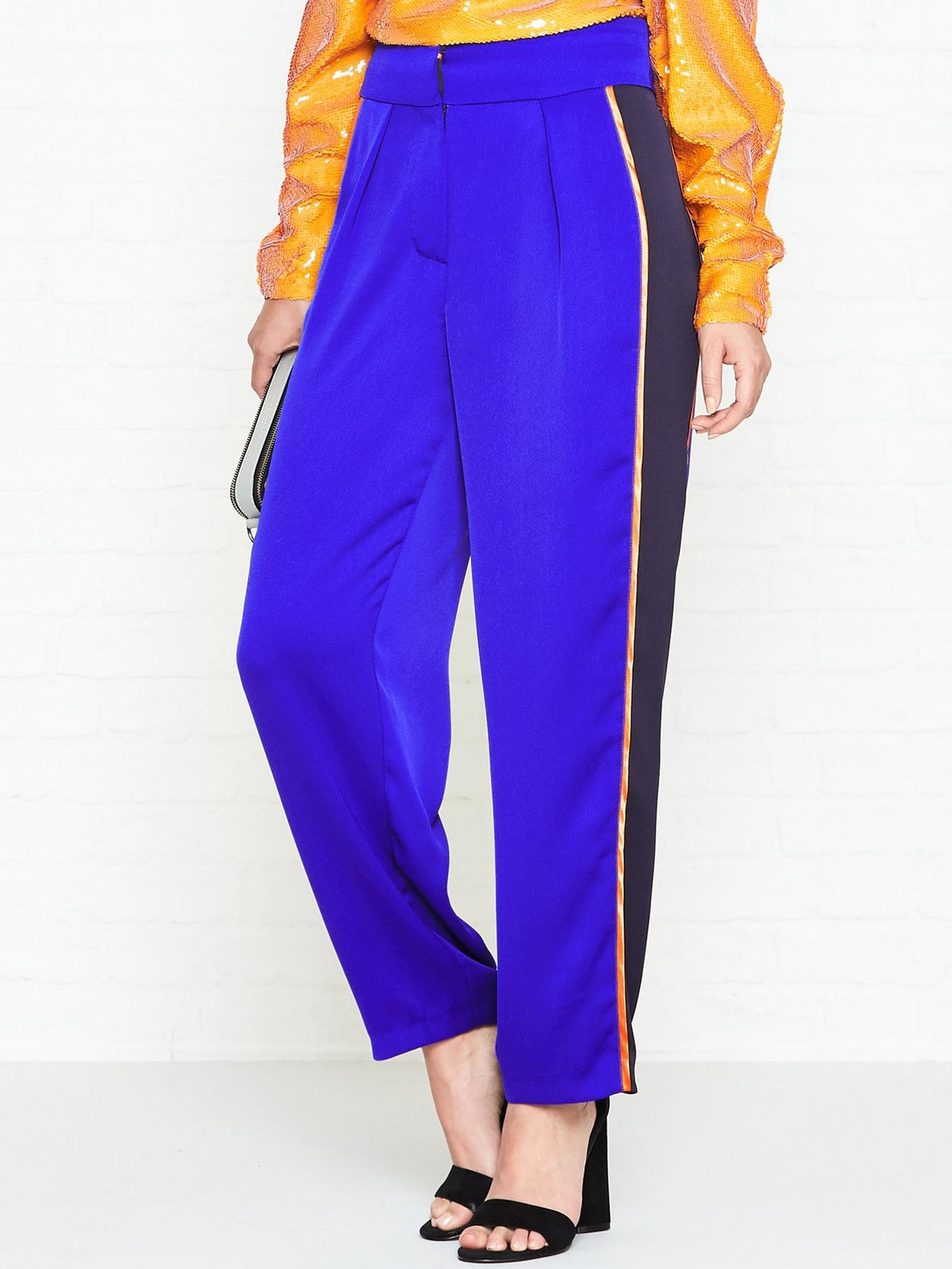 Womens Outline Lux Satin Jogger Bottoms in Cobalt