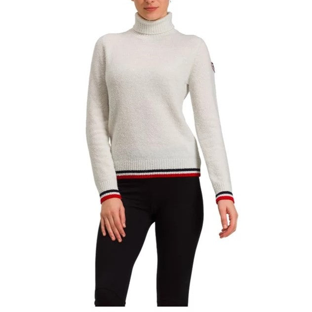 Rossignol Womens Tricolor Roll Neck Knit in White