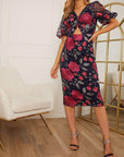 Womens Chi Chi London Petite V Neck Floral Dress in Multi