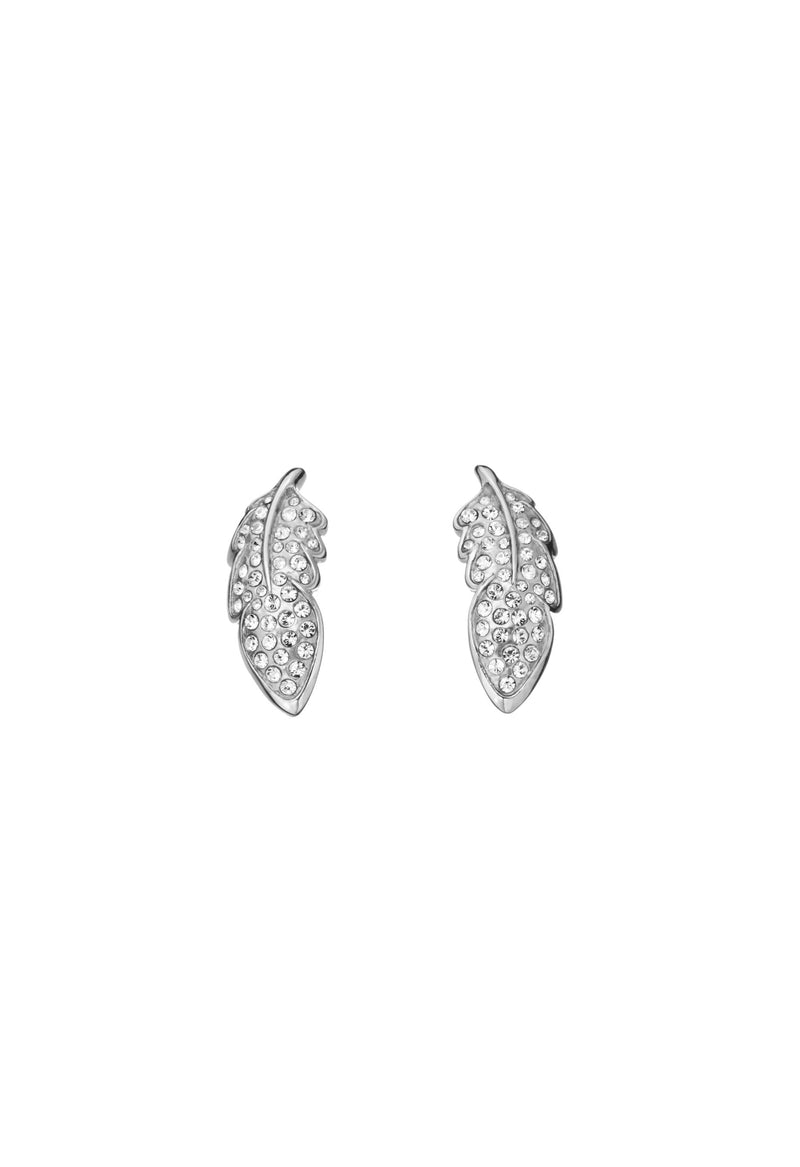 Guess Womens Feather Post Earrings in Silver