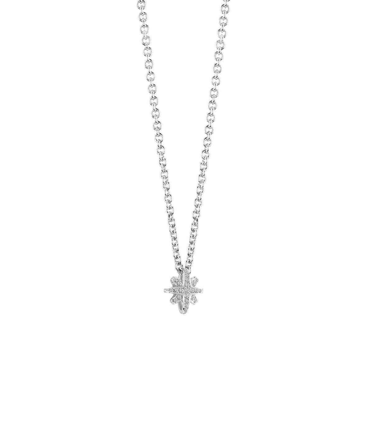 Guess Womens 16-18 Small Paveestar Necklace in Silver