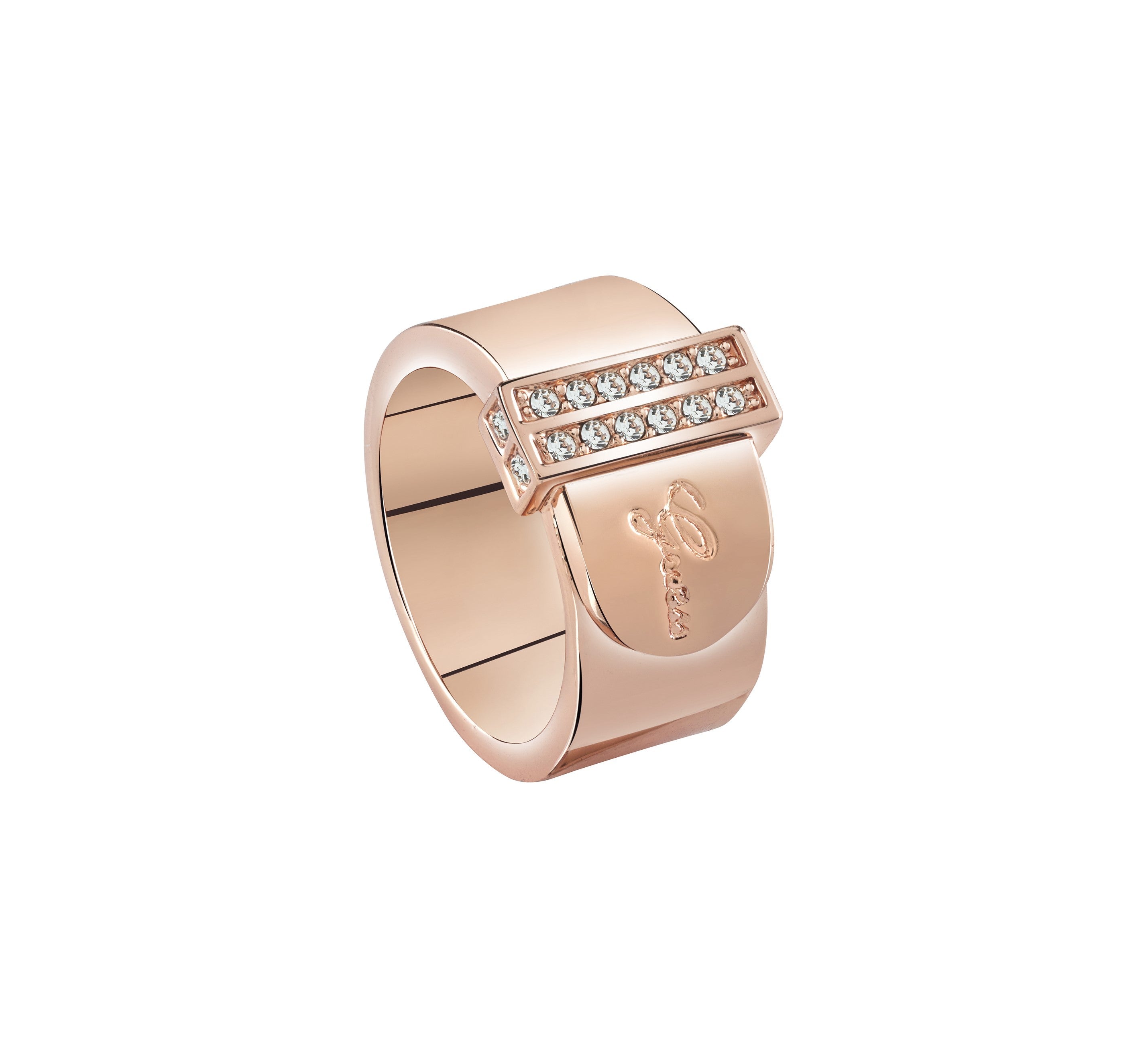 Guess Womens Logo Mini Pavee Ring in Gold