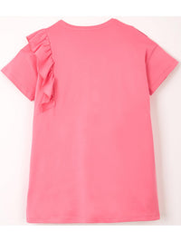 Kids Emilio Pucci Girl Frill Detail Short Sleeve Tops in Pink