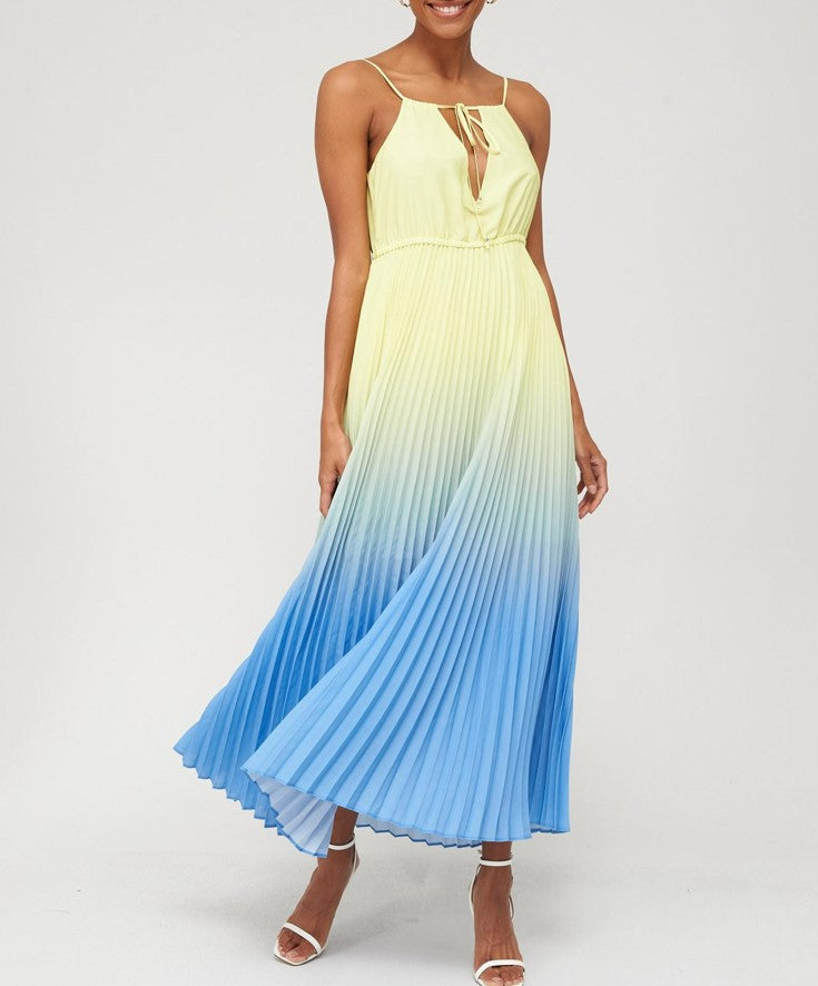 Womens Hugo 'Katilli' Ombre Pleated Maxi Dress in Yellow