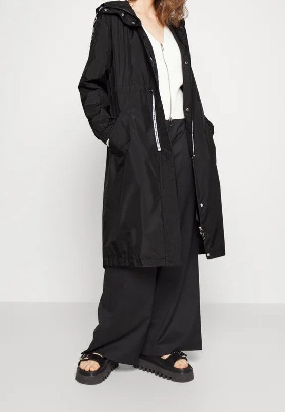 Hugo Womens Fariselle Logo Drawstring Parka in Black