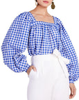 Womens Kate Spade New York Gingham Square Neck Top in Blue