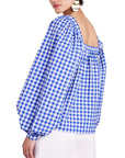 Womens Kate Spade New York Gingham Square Neck Top in Blue