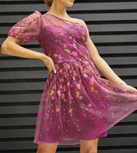 Womens Chi Chi London Single Puff Sleeve Mini Dress in Pink