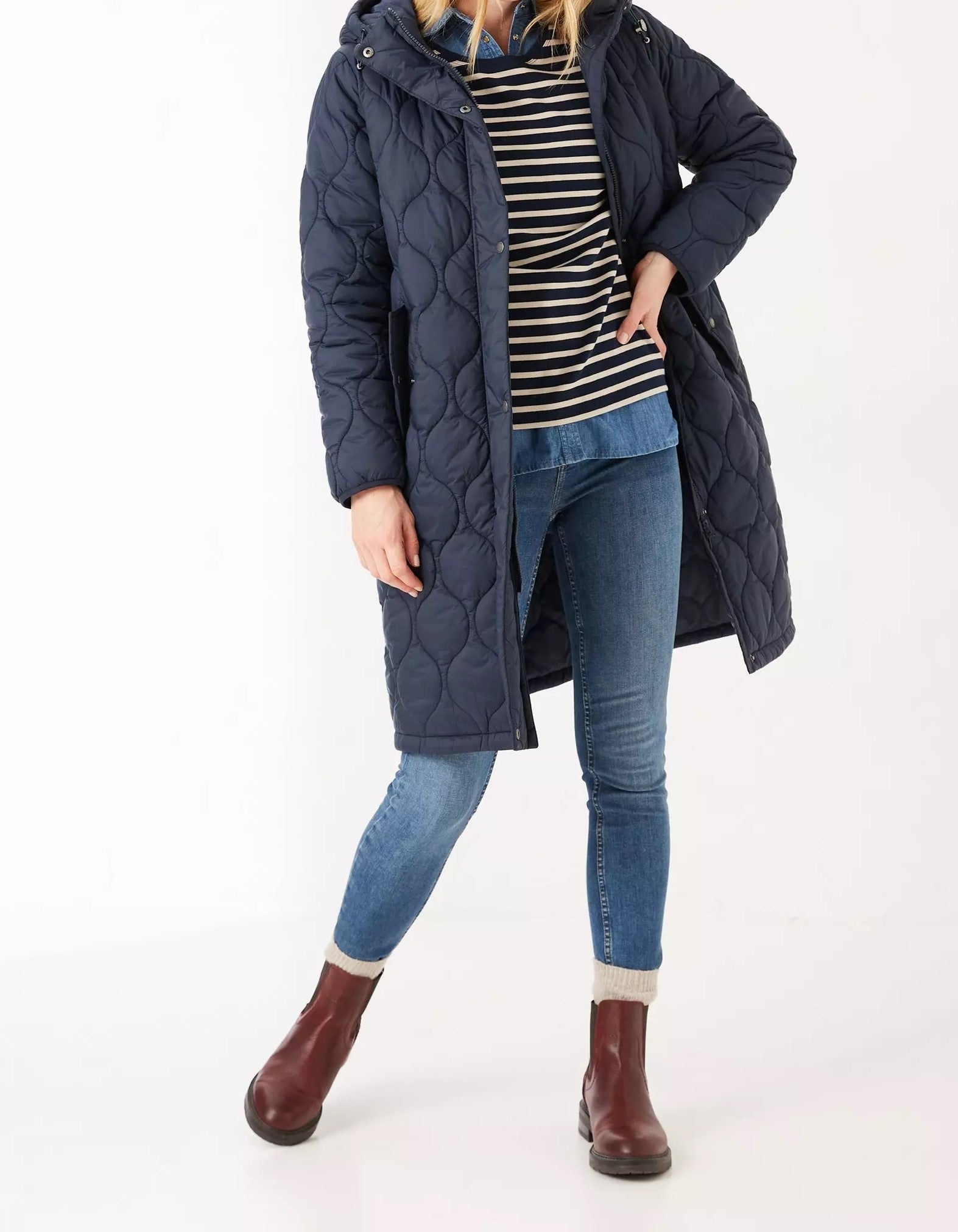 Fatface Womens Joanne Puffer Coat in Blue