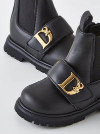 Unisex Kids Dsquared2 Black Boots With Gold in Black