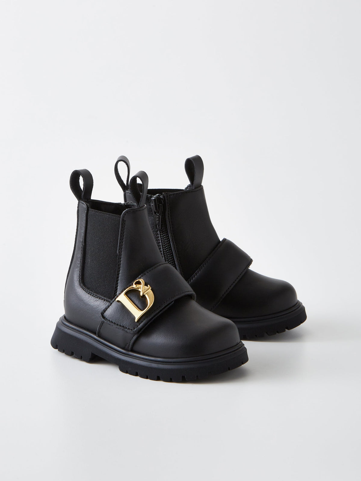 Unisex Kids Dsquared2 Black Boots With Gold in Black