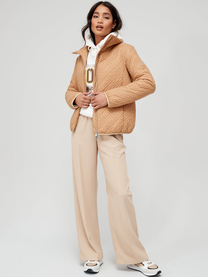 Womens Boss Quilted Jacket in Beige