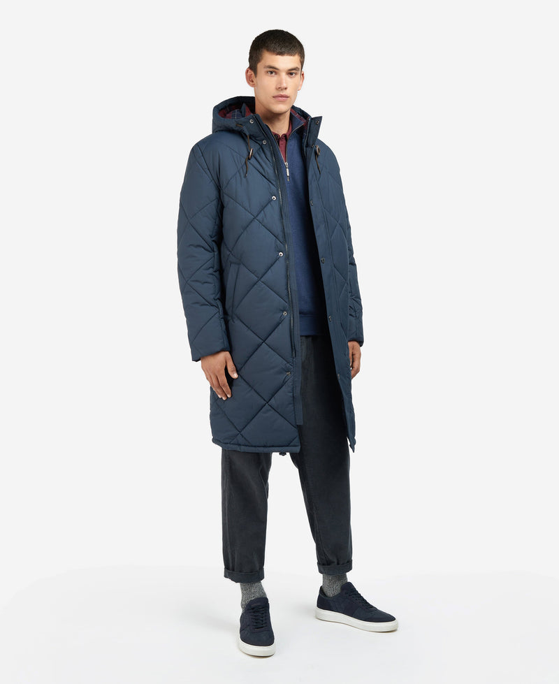 Mens Barbour Melbury Longline Quilt in Navy