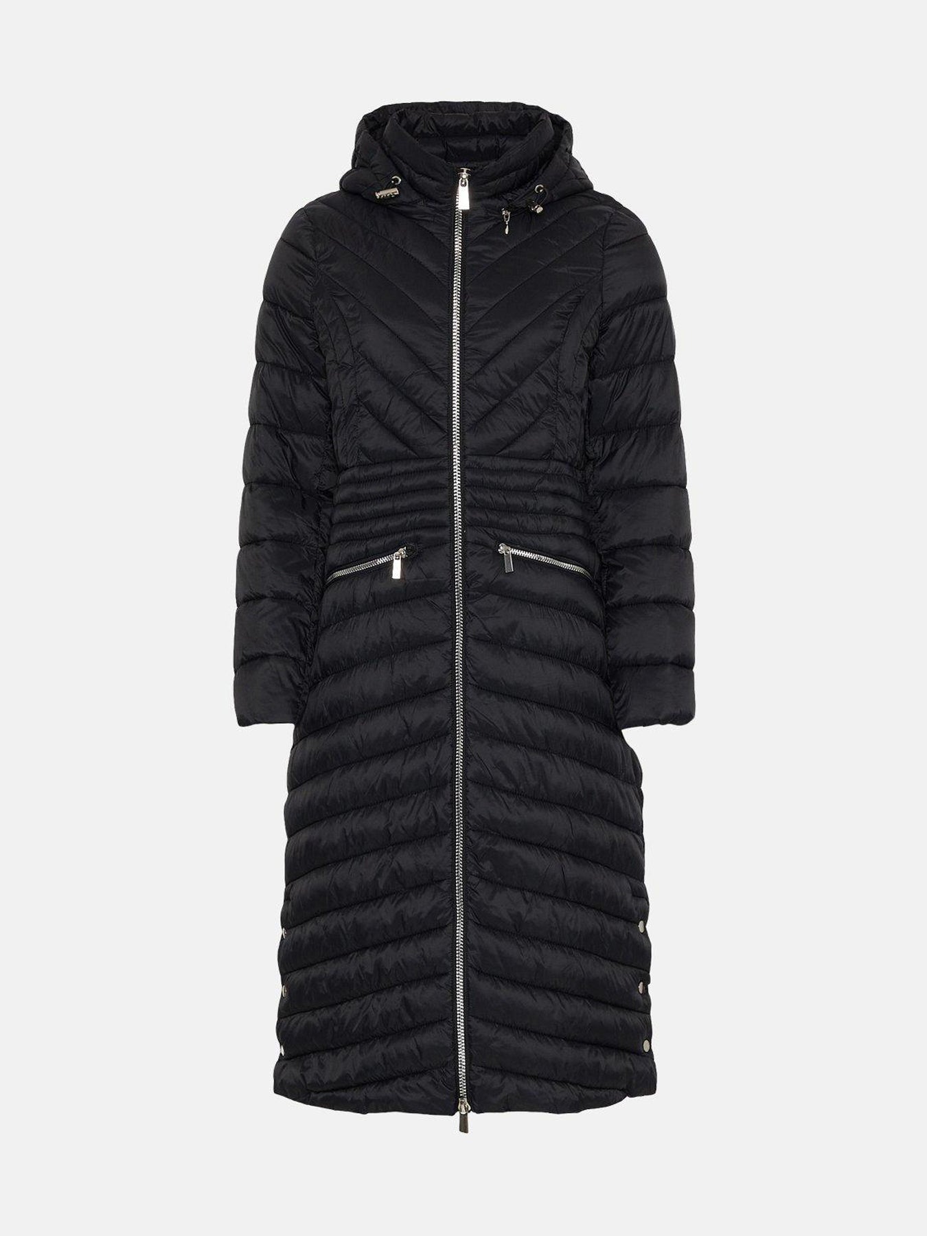 Black padded deals longline packable coat