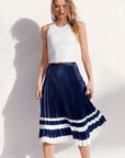 Lorna Jane Luxe Yasmin Pleated Skirt in Ink/White