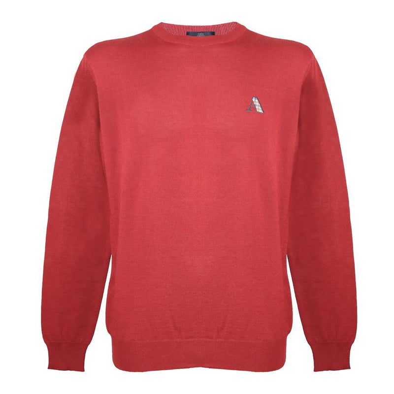 Aquascutum Mens Long Sleeved Knitwear Jumper with Logo in Bright Red