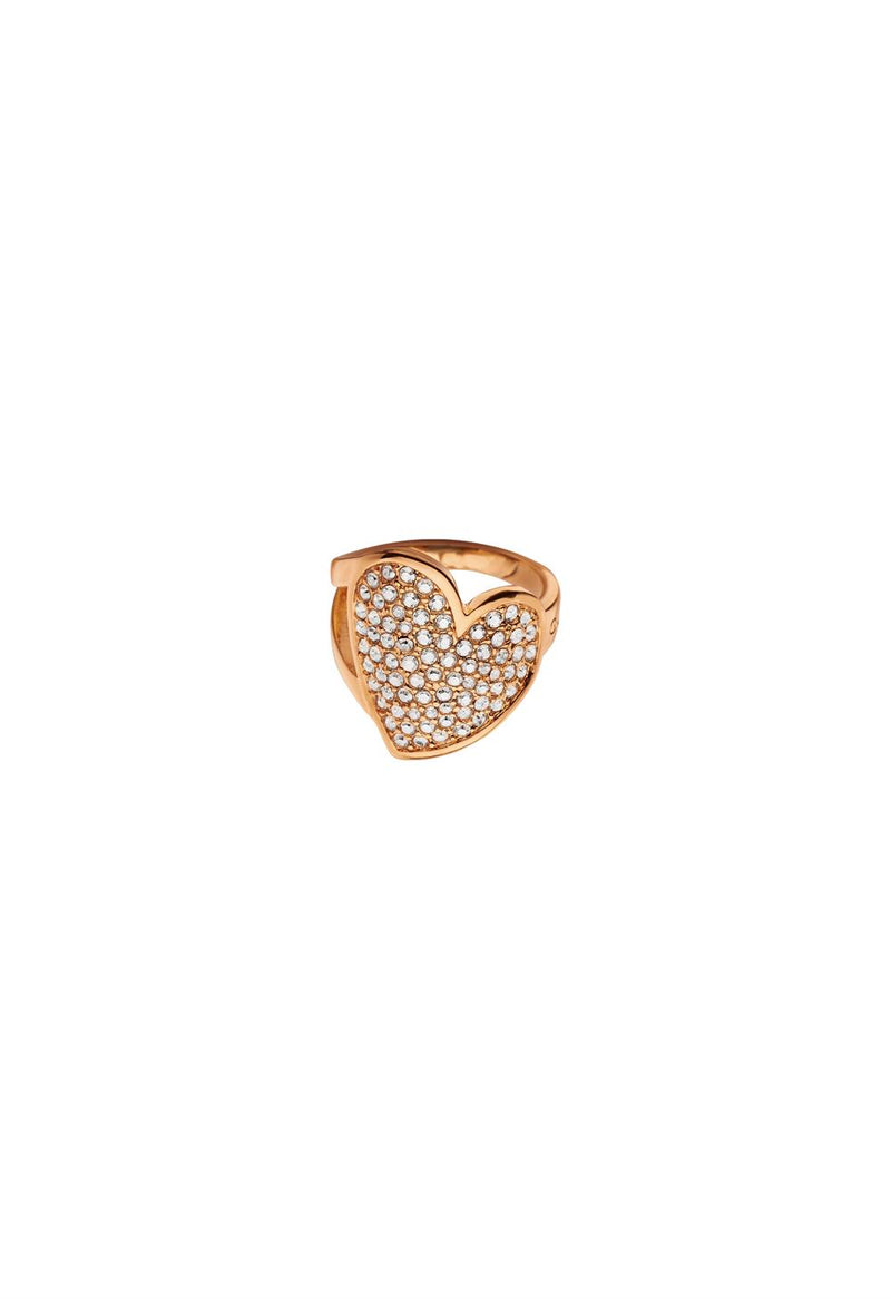 Guess ID Ladies Rose Gold Heart Ring