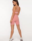 Lorna Jane Snow Wash Bike Short in Washed Quartz Pink