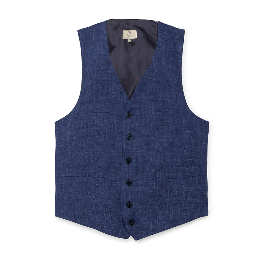 Men&#39;s Hackett, Mayfair Navy Glen Check Waistcoat in Navy