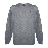 Aquascutum Mens Long Sleeved/V-Neck Knitwear Jumper with Logo in Dark Grey