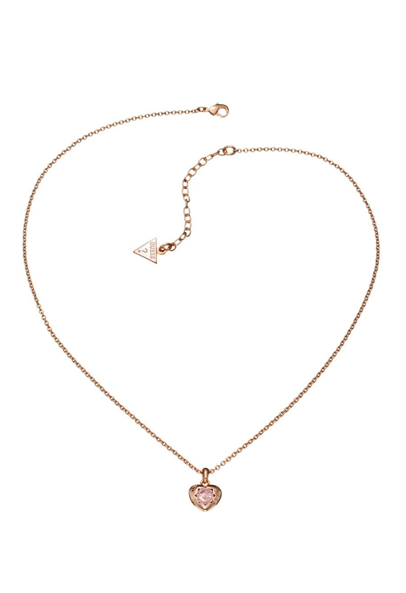 Guess ID Ladies Rose Gold Heart Necklace