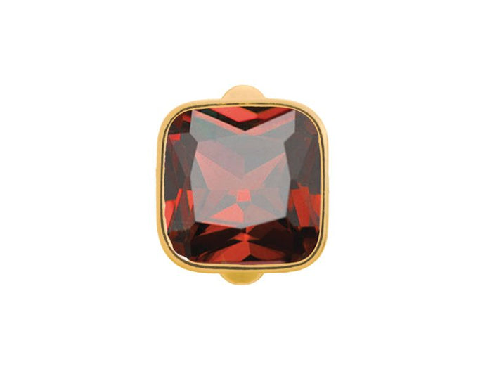 Endless Jewellery Big Garnet Cube Gold Charm