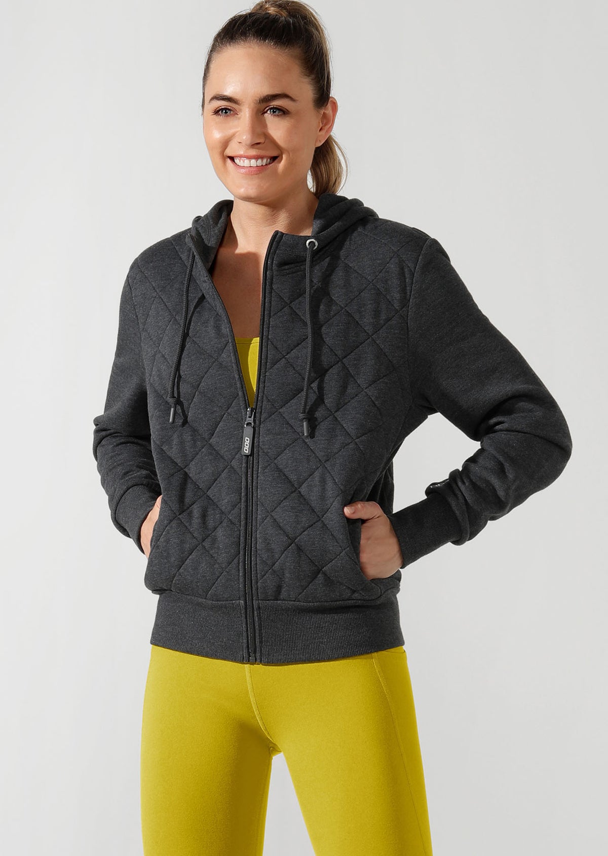 Lorna Jane Quilted Street Hoodie in Char Marl