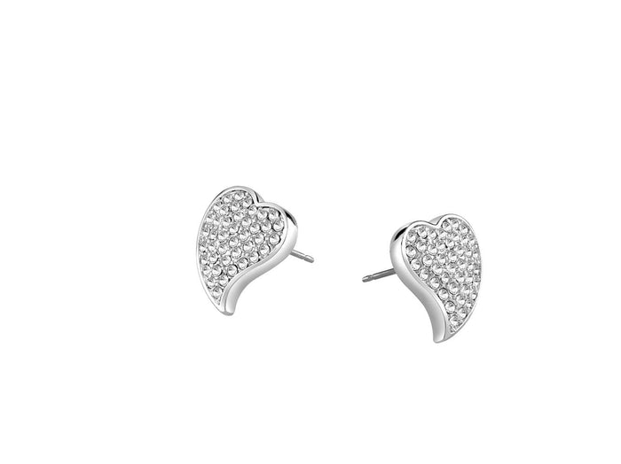 Guess ID Ladies Silver Heart Earrings