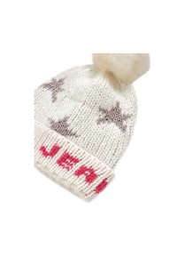 Pepe Jeans Girls Star Design Bobble Hat in White