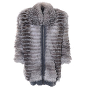 Bally Womens Fur Coat with Collar in Black and White