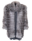 Bally Womens Fur Coat with Collar in Black and White